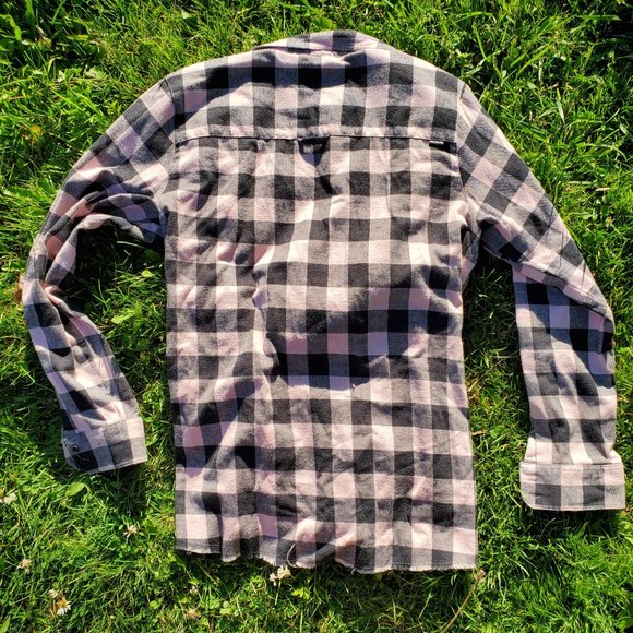 HURLEY Women's Wilson Pink Grey Long Sleeve Flannel in Large - Picture 4 of 10